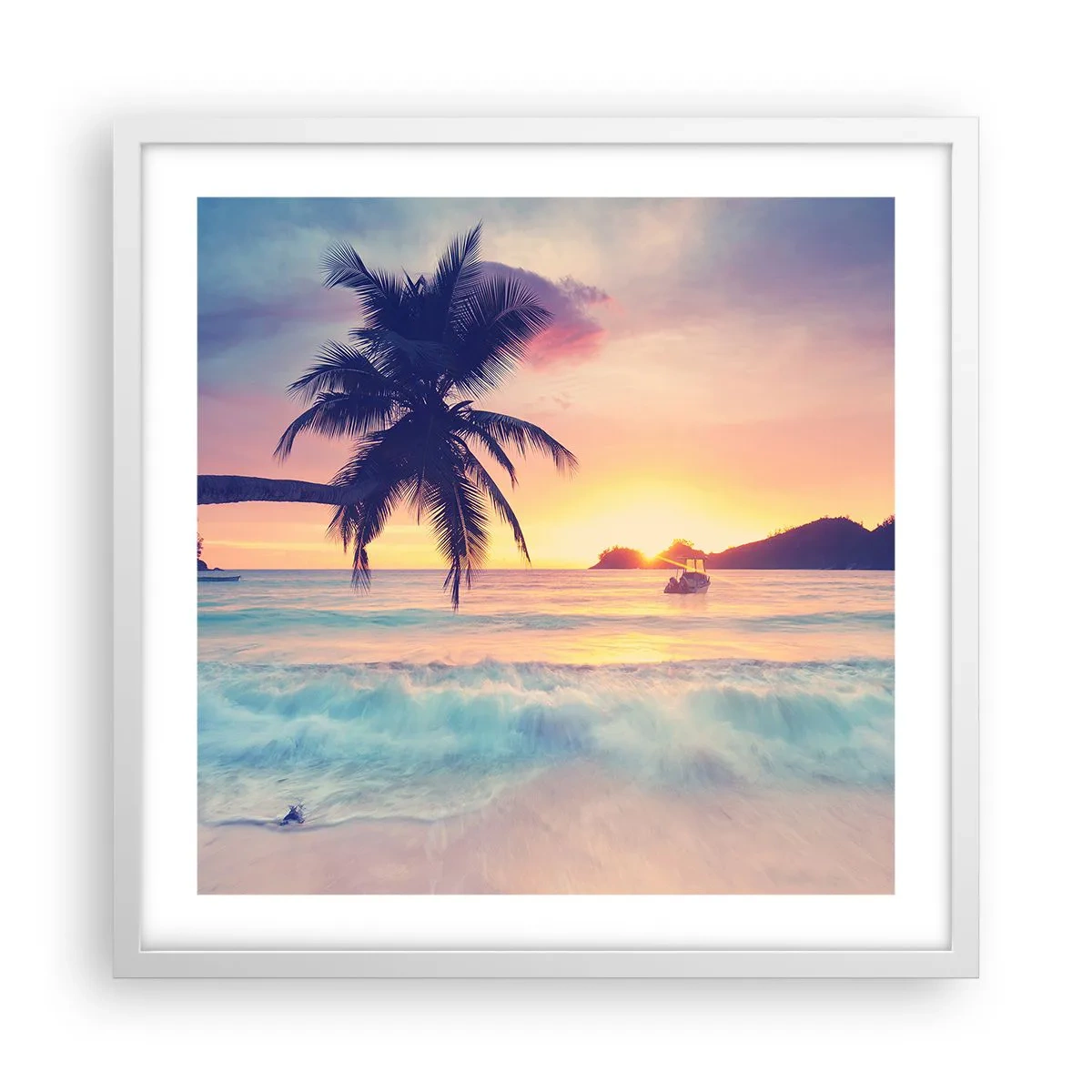 Poster in een witte lijst - Een avond aan de baai - 50x50 cm