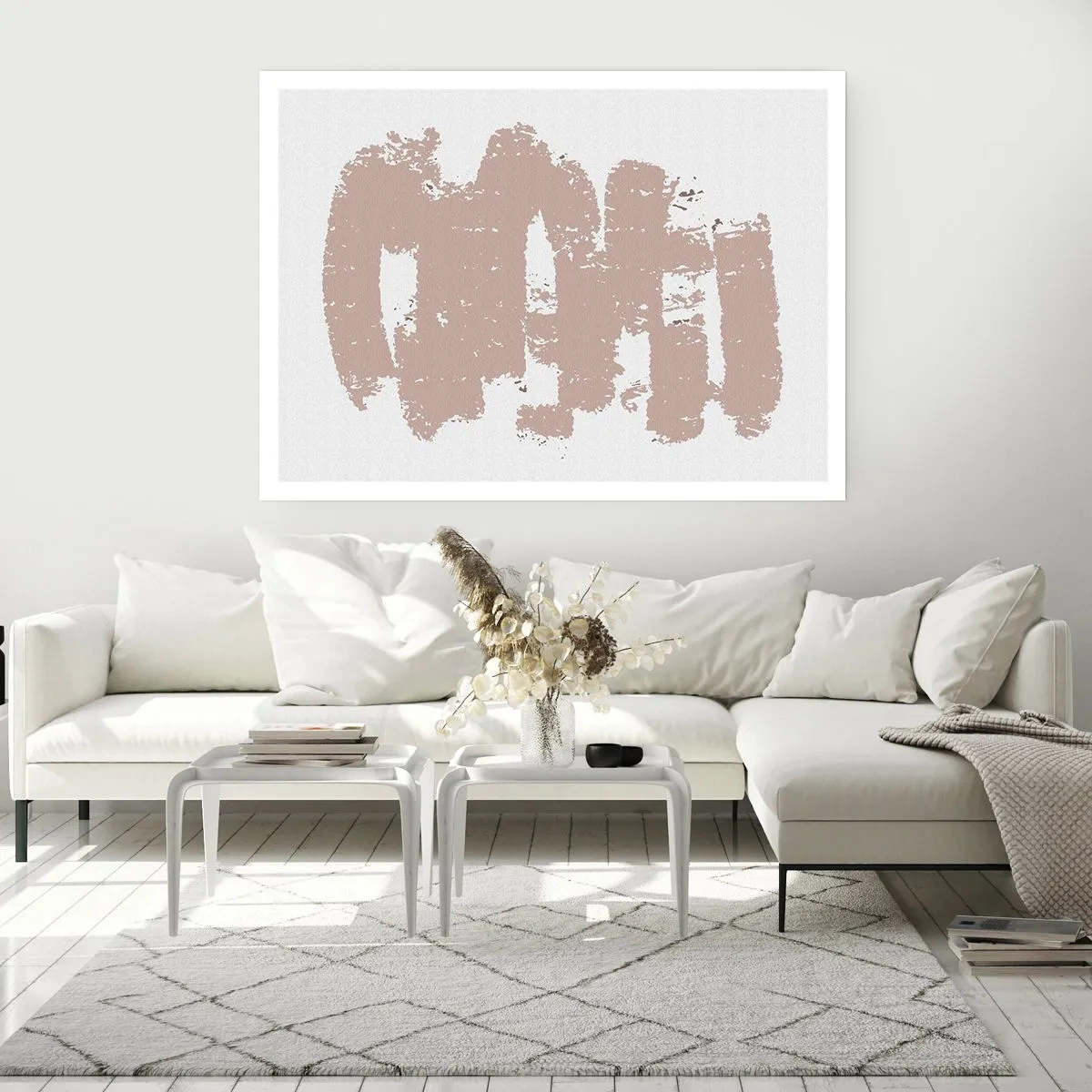 Poster - Abstractie in zachtroze - 91x61 cm