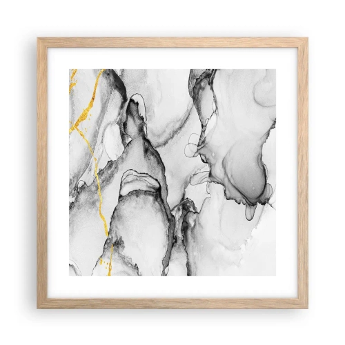 Een poster in een licht eiken lijst - Compositie met een gouden motief - 40x40 cm