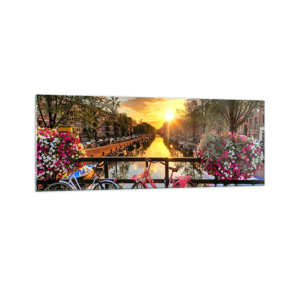 Schilderen op glas - Lenteochtend in Amsterdam - 140x50 cm