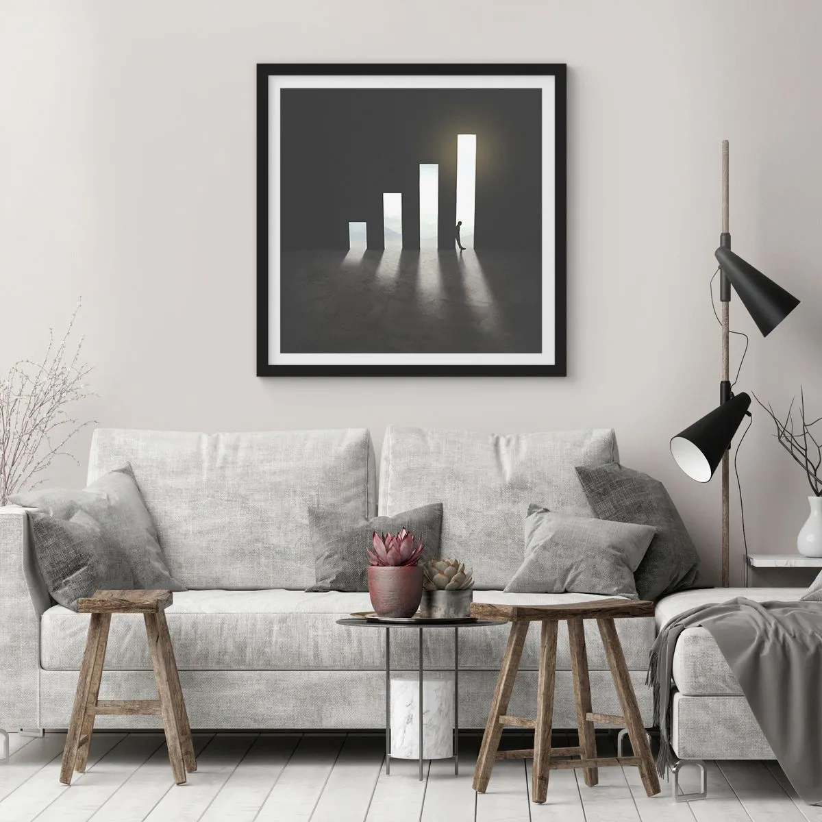 Poster in een zwarte lijst - Succes - impressie - 30x30 cm