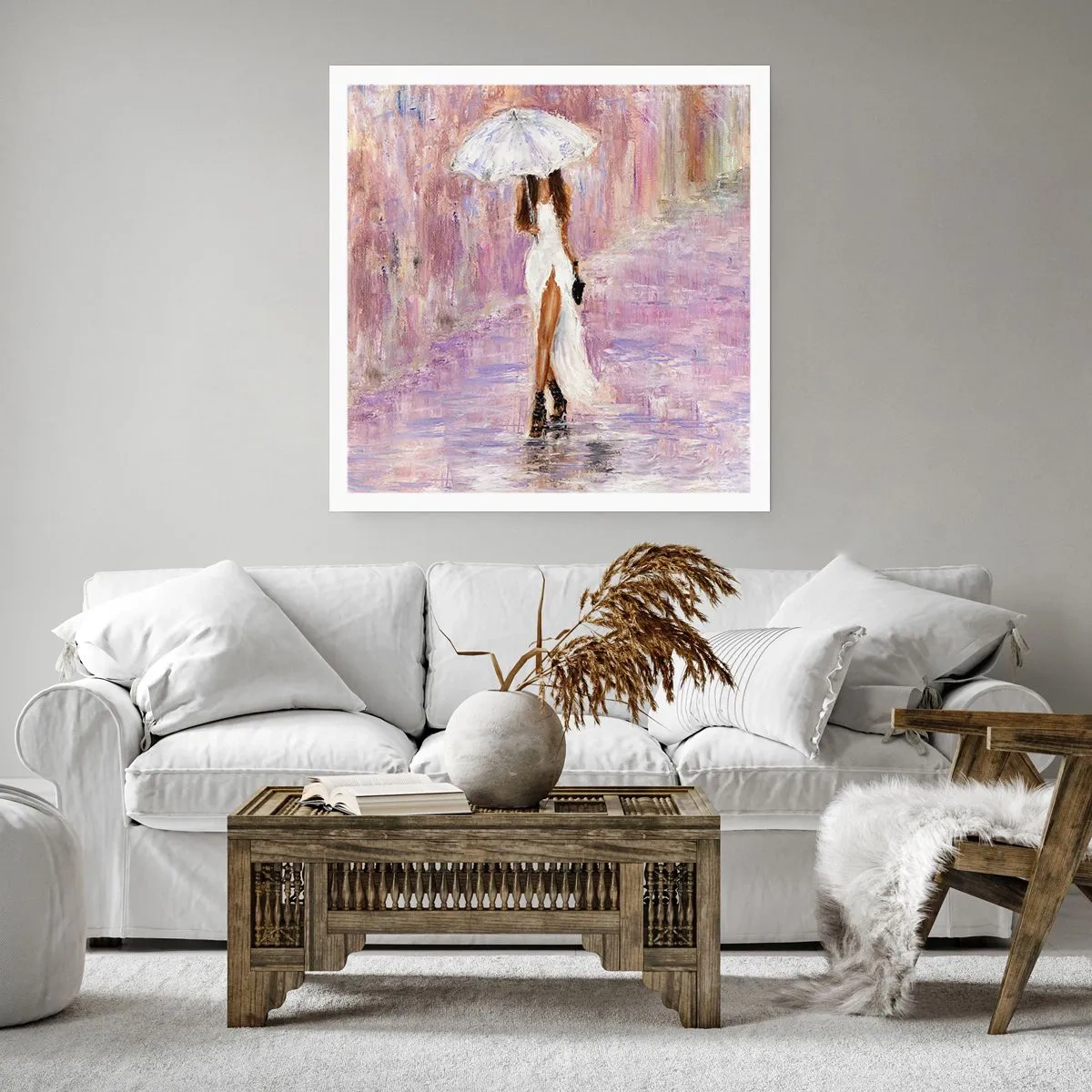 Poster - In de lila regen - 30x30 cm