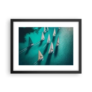 Poster in een zwarte lijst - In een wedstrijd met de wind - 40x30 cm