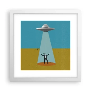 Poster in een witte lijst - Een nauwe ontmoeting - 30x30 cm