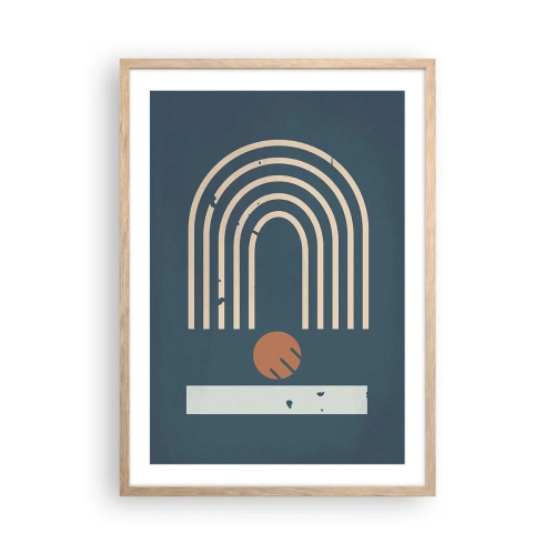 Een poster in een licht eiken lijst - Geometrie op de granaatappel - 50x70 cm