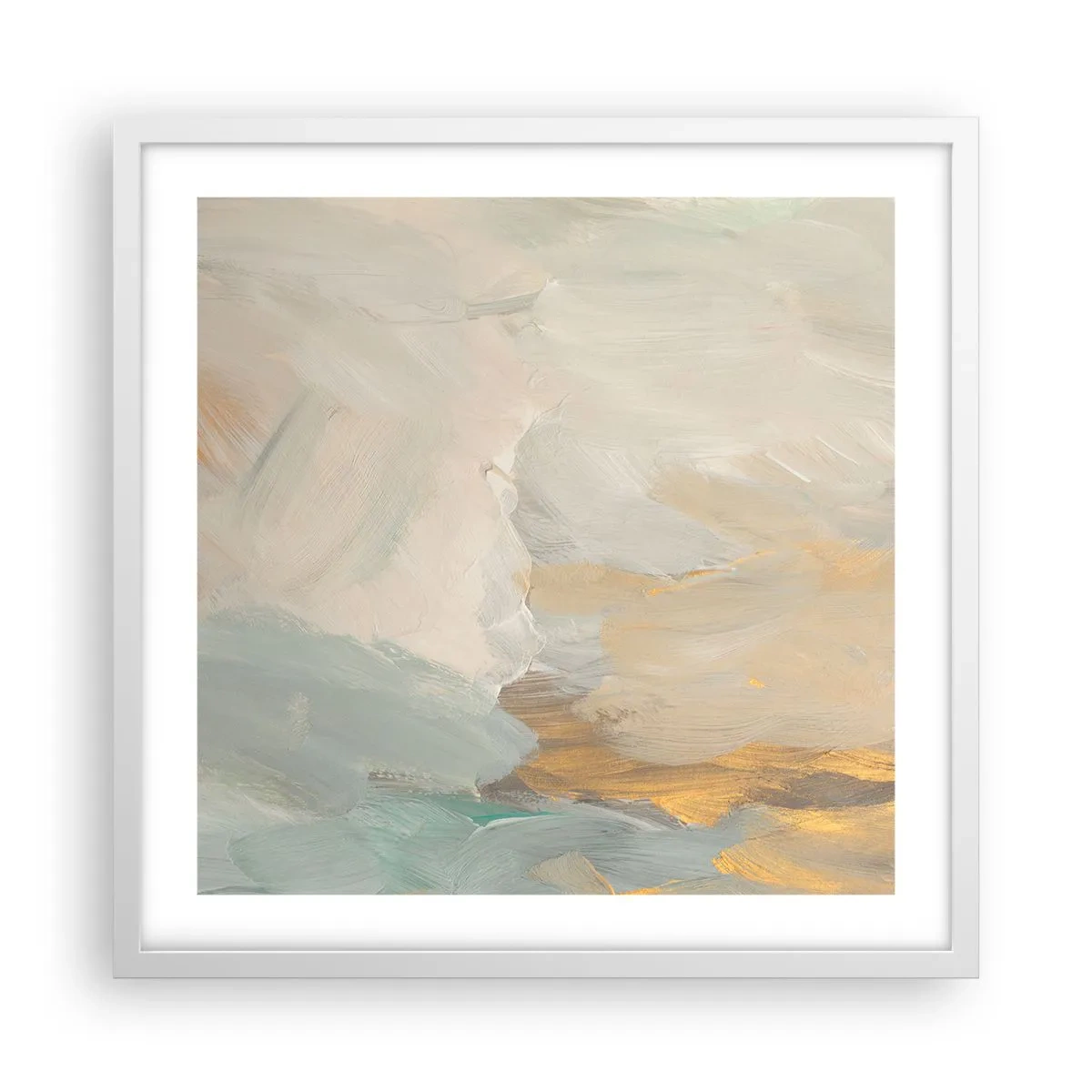 Poster in een witte lijst - Abstractie – het land van zachtheid - 50x50 cm