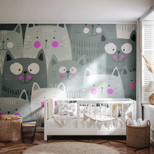Fotobehang Premium Canvas - De wereld van de kat - Voor kinderen, Kat, Dieren - 200x140 cm