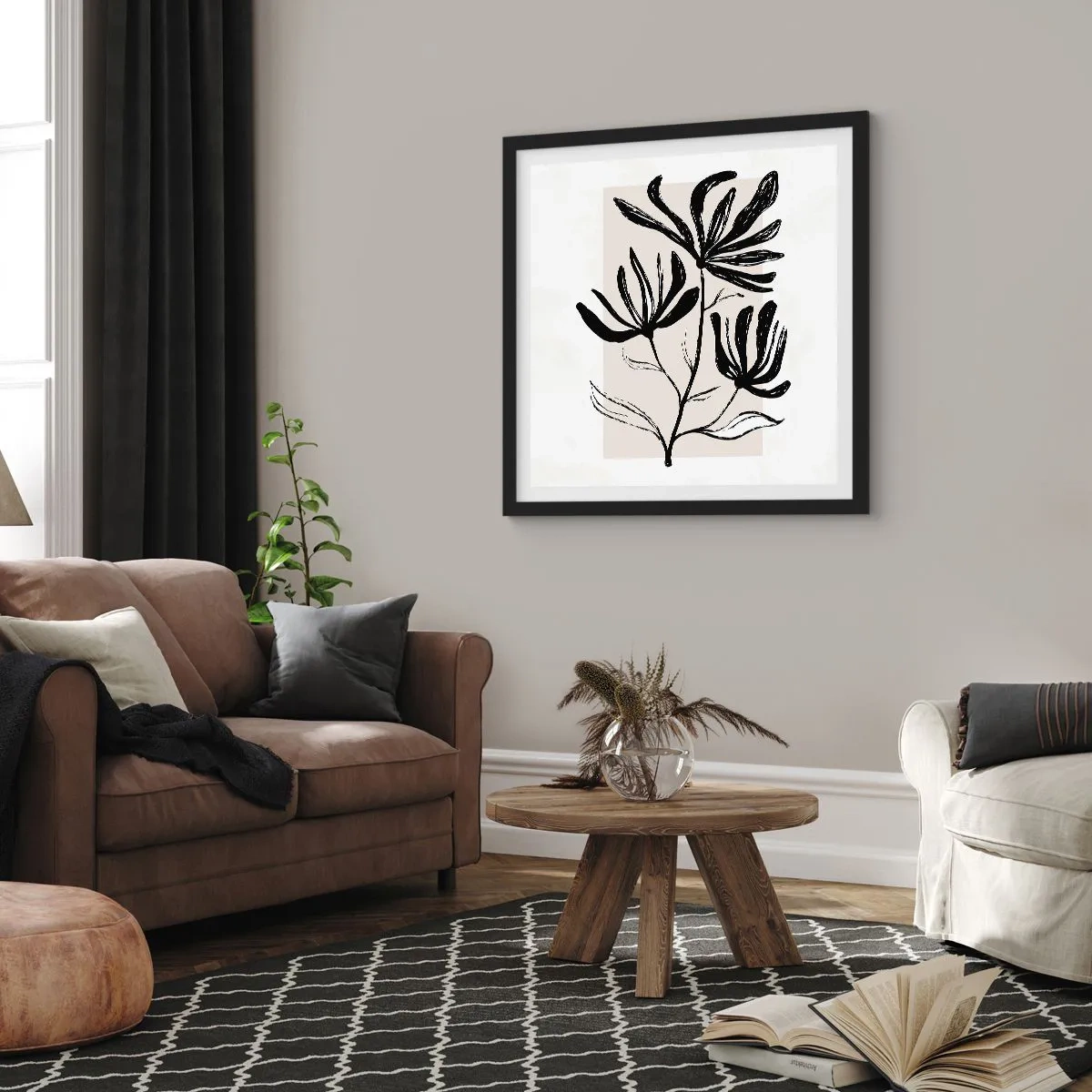 Poster in een zwarte lijst - Schets voor het herbarium - 60x60 cm