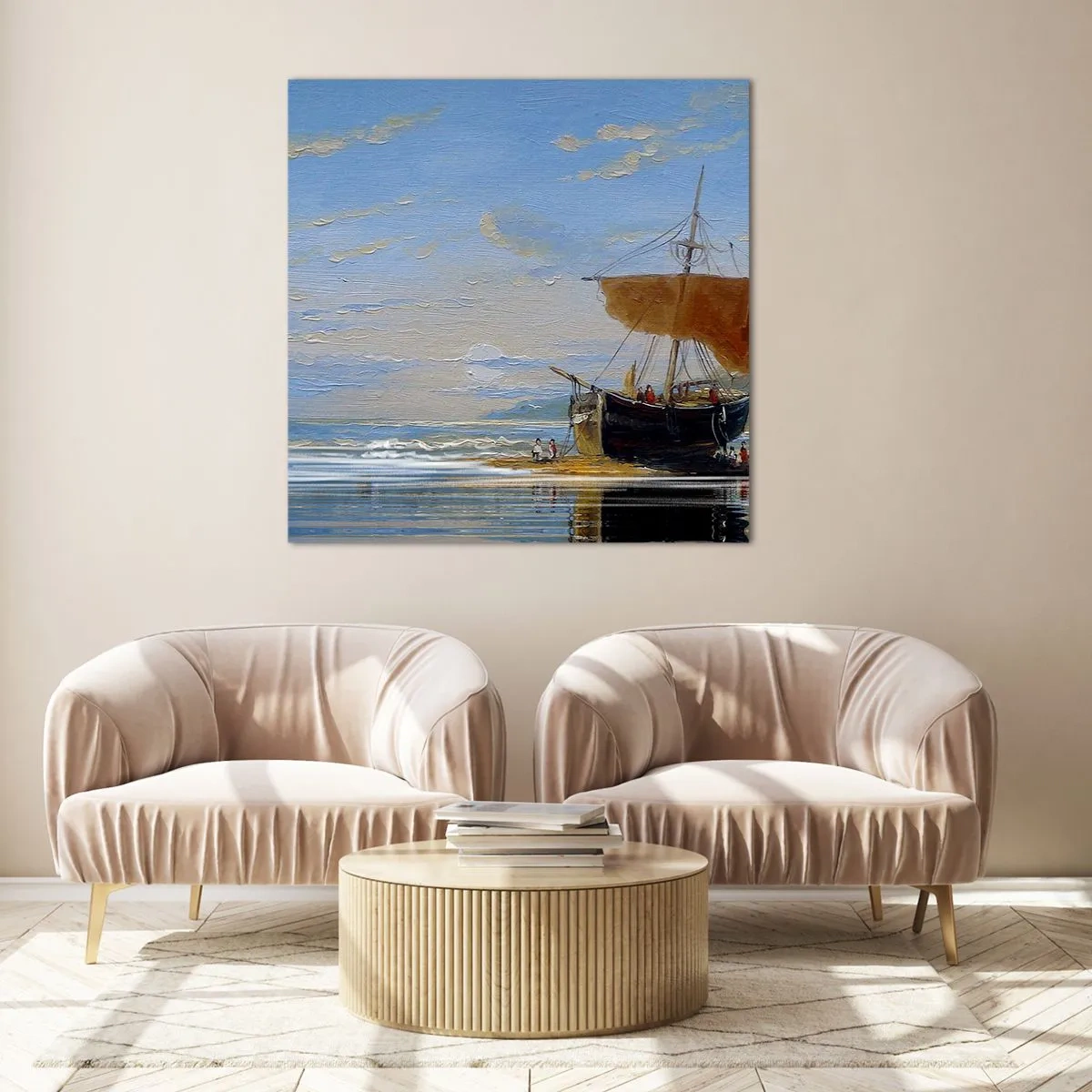 Schilderen op glas - Water, bodem, lucht - 40x40 cm