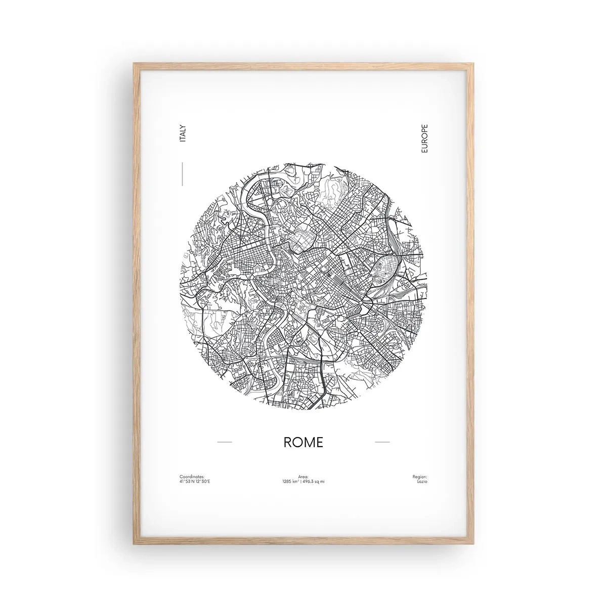 Een poster in een licht eiken lijst - Anatomie van Rome - 70x100 cm