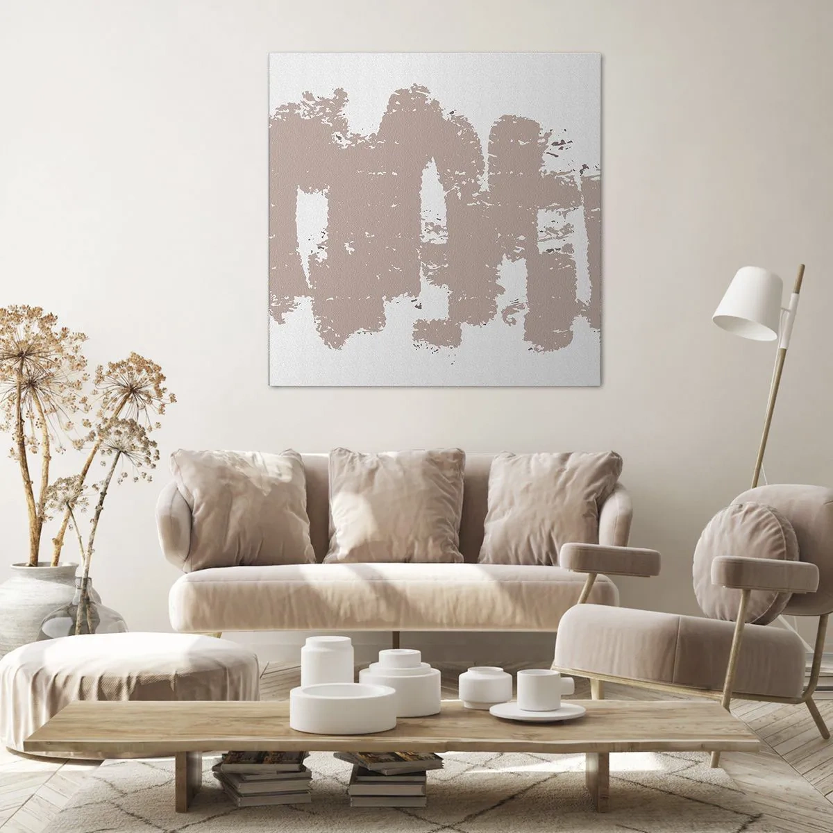 Schilderen op canvas - Abstractie in zachtroze - 70x70 cm