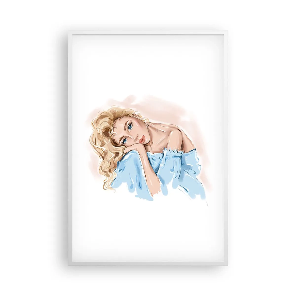 Poster in een witte lijst - Dromerig in het blauw - 61x91 cm