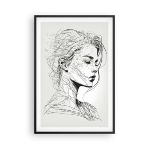 Poster in een zwarte lijst - Portret in gedachten - 61x91 cm