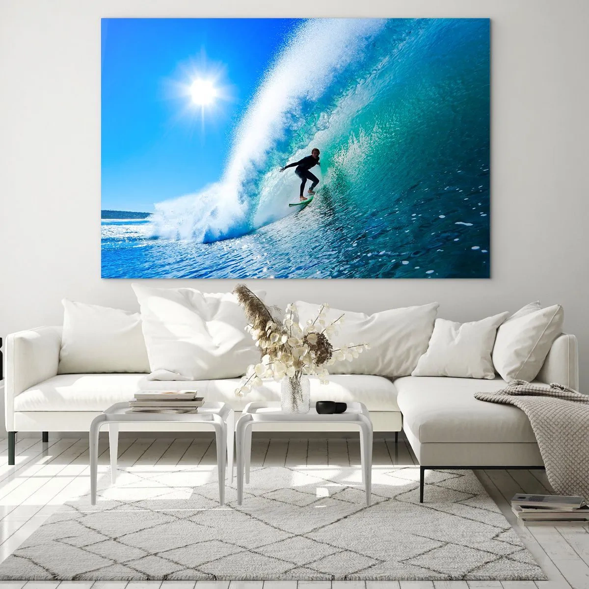 Schilderen op glas - Door het grote blauw - 100x70 cm