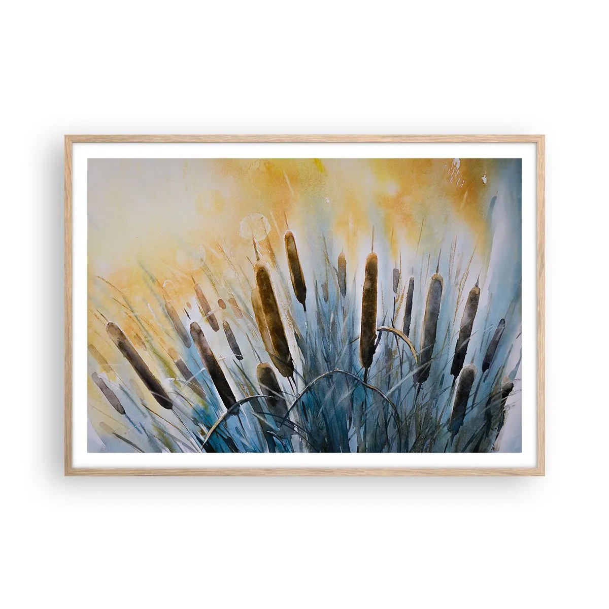 Een poster in een licht eiken lijst - De kou van het water, de hitte van de zon - 100x70 cm