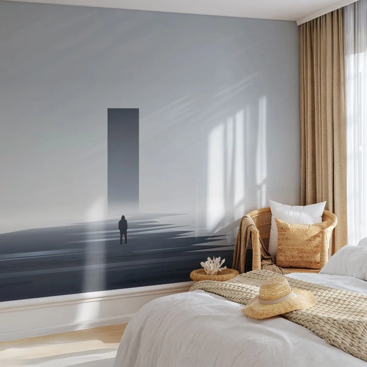 Fotobehang Premium Canvas - Kans of bedreiging? - Minimalisme, Modern, Eenzaamheid - 250x175 cm