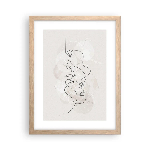 Een poster in een licht eiken lijst - Verstrikt in een omhelzing - 30x40 cm