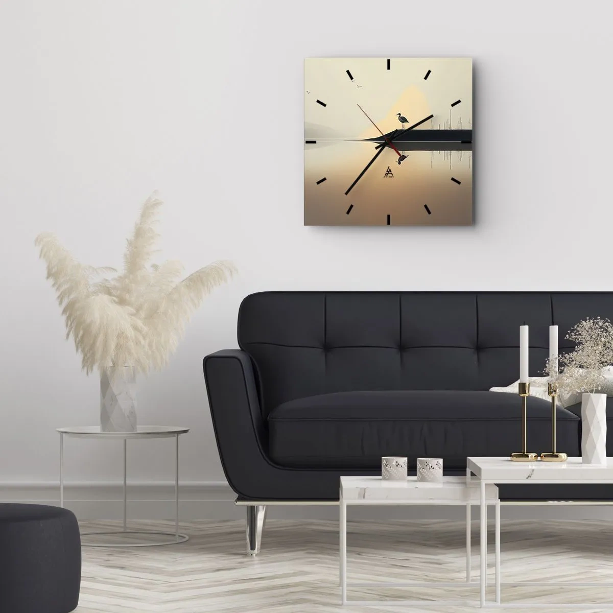 Wandklok - Klok - Heer op het meer - 30x30 cm