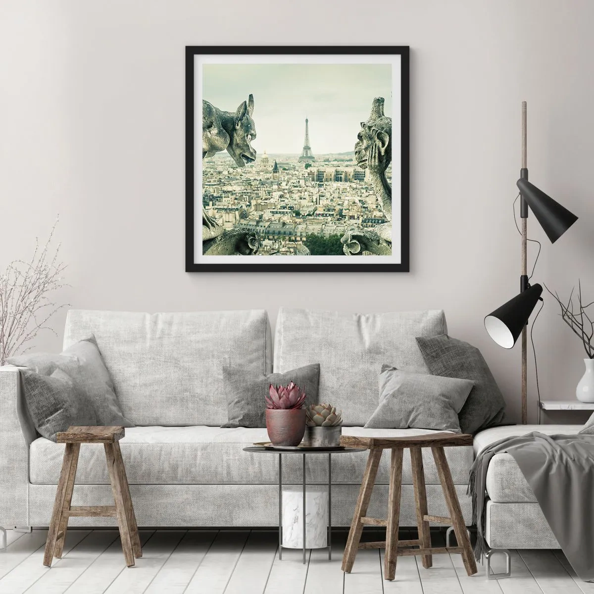 Poster in een zwarte lijst - Parijs' babbelen - 30x30 cm