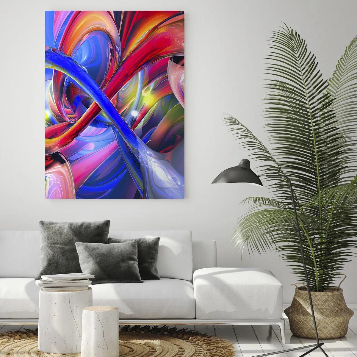 Schilderen op glas - Een dans van kleuren - 50x70 cm