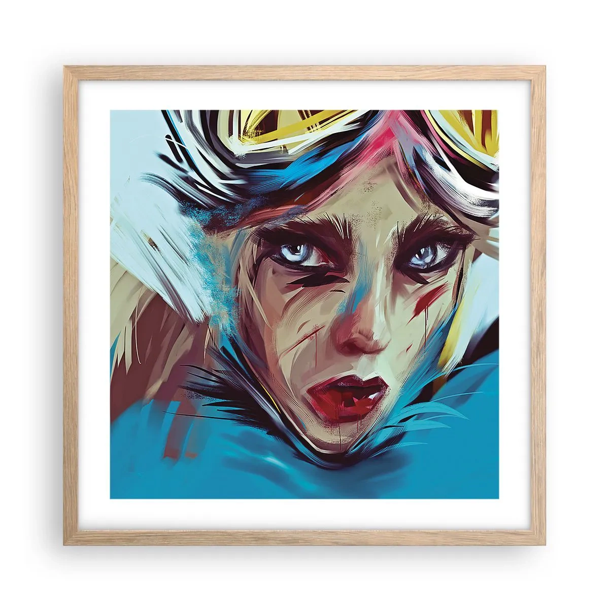 Een poster in een licht eiken lijst - Straatvechter - 50x50 cm