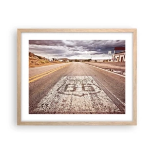 Een poster in een licht eiken lijst - Mother Road - een Amerikaanse legende - 50x40 cm