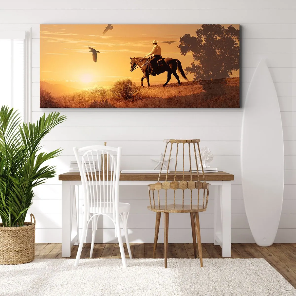 Schilderen op canvas - Alleen over de prairie - 90x30 cm