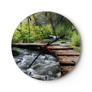 Wandklok - Klok - Boven de schuimige waterval - 40x40 cm