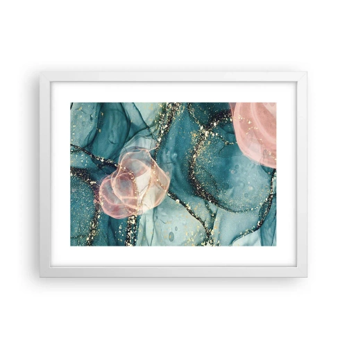 Poster in een witte lijst - Zijdeblauw, tule roze - 40x30 cm