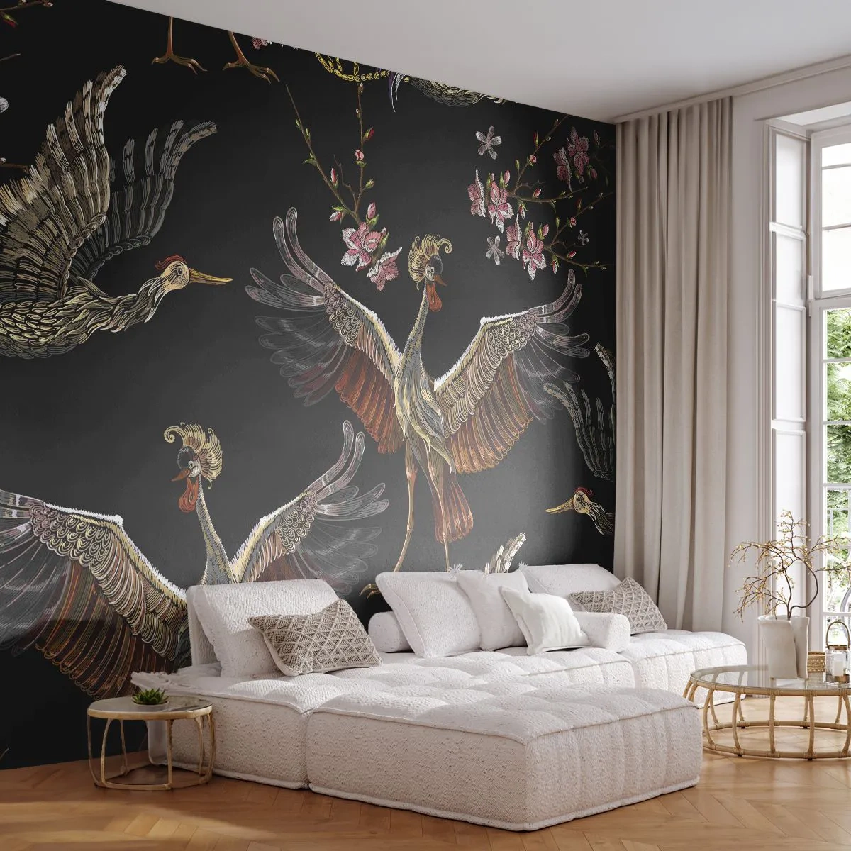 Fotobehang Premium Canvas - Een sprookjesvogel - Abstractie, Vogel, Grafisch - 400x280 cm