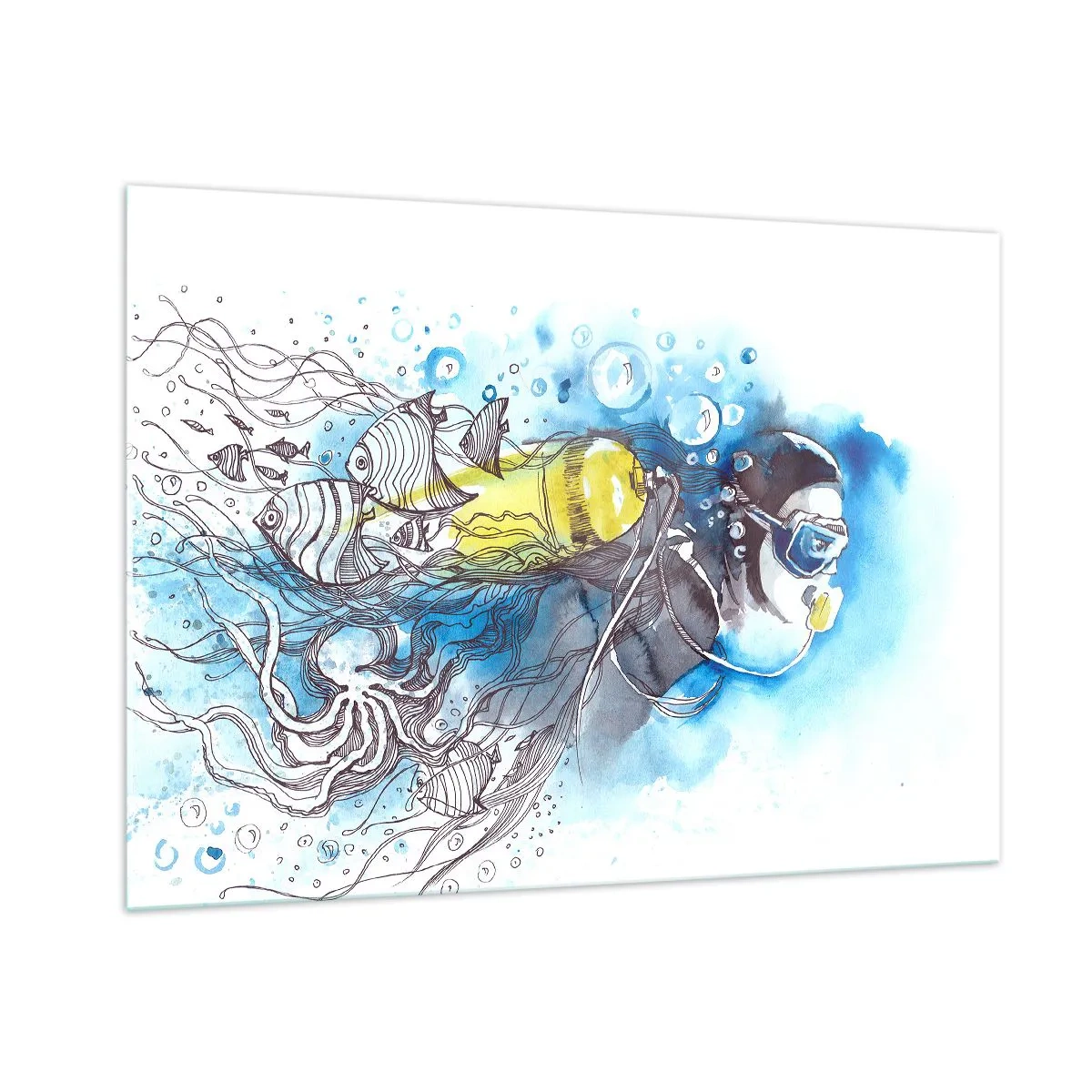 Schilderen op glas - Geweldig blauw - 100x70 cm