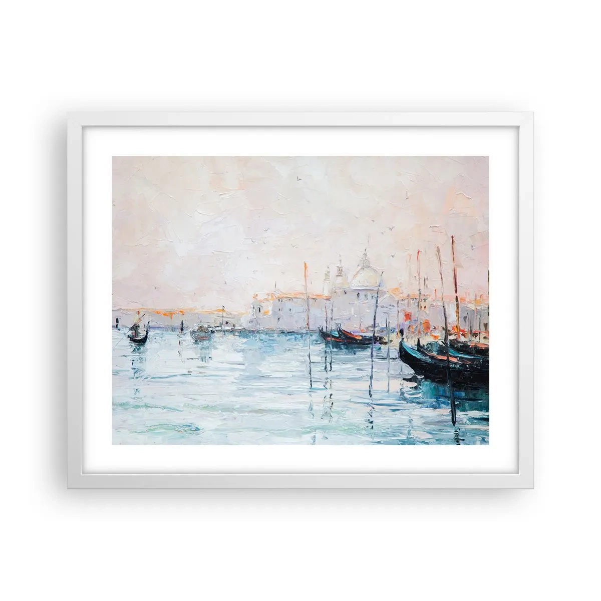 Poster in een witte lijst - Achter het water, achter de mist - 50x40 cm