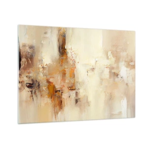 Schilderen op glas - Abstractie in tinten amber, beige en bruin - 70x50cm - Ziel van Amber - Moderne wanddecoratie voor woonkamer en slaapkamer ARTTOR