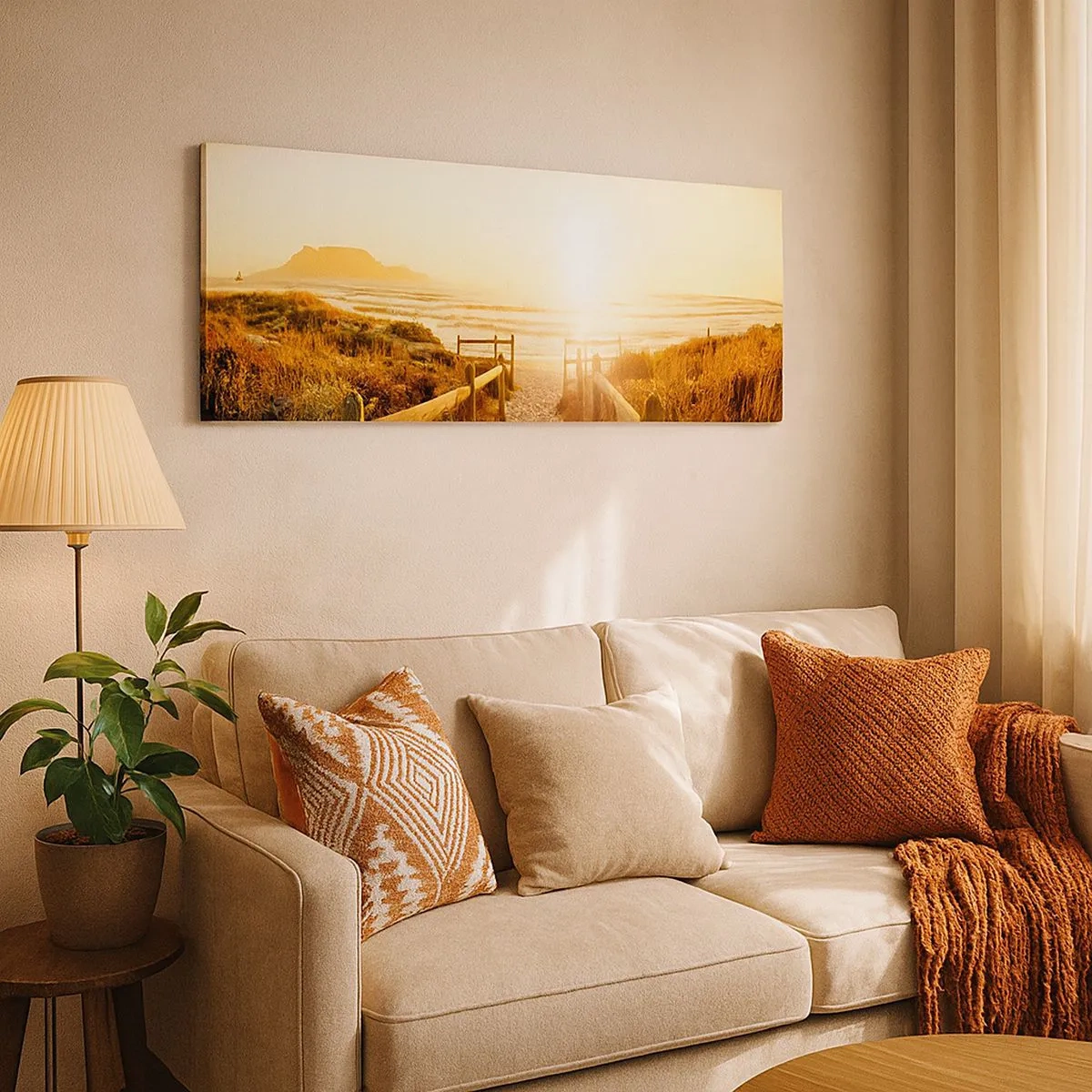 Schilderen op canvas - Over het duin, richting de zon - 100x40 cm