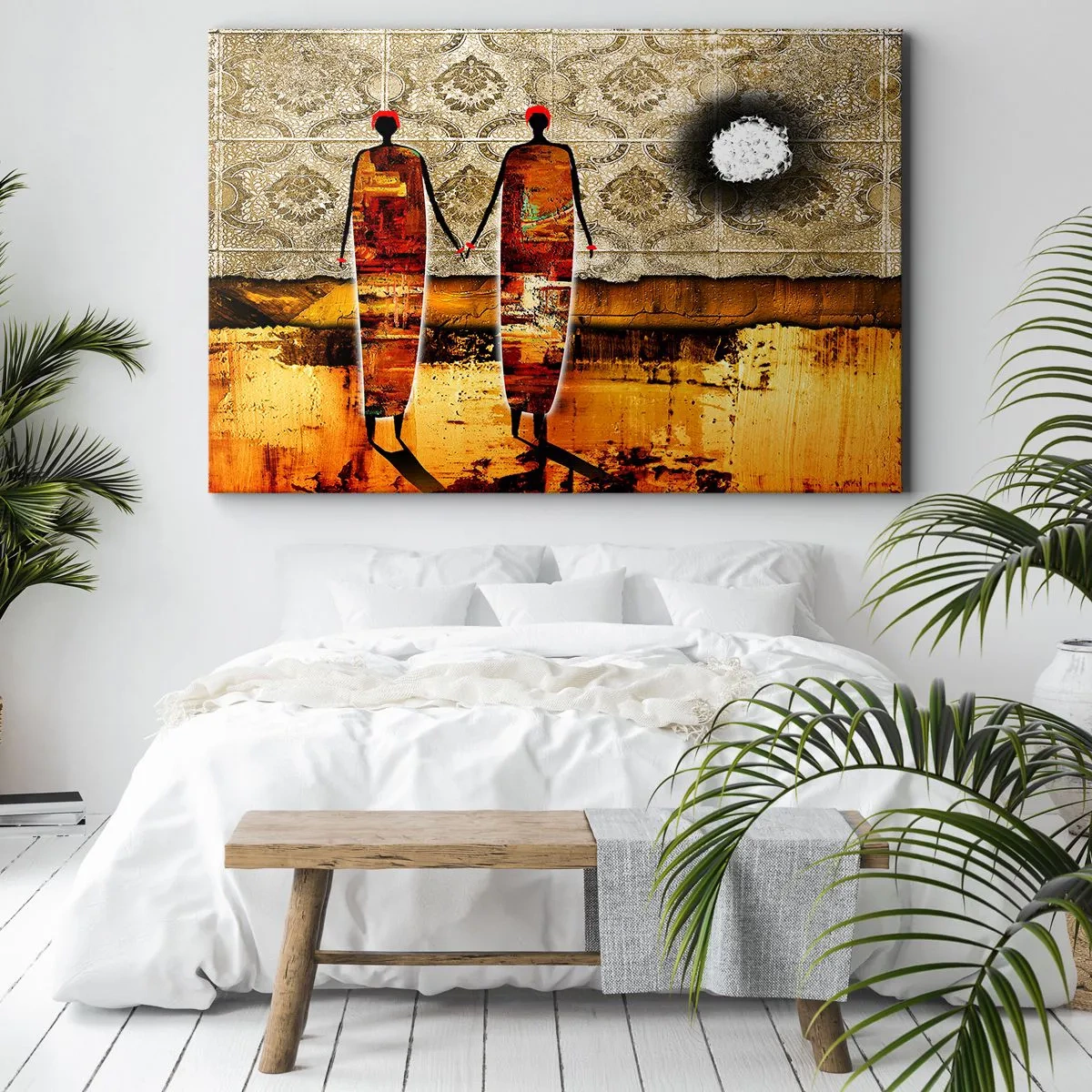 Schilderen op canvas - Etnische compositie in de kleuren van Afrika - 120x80 cm