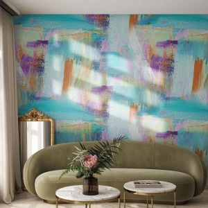 Fotobehang Premium Sand - Vrolijk vlekkerig en besmeurd - Abstractie, Deel, Schilderen - 100x70 cm