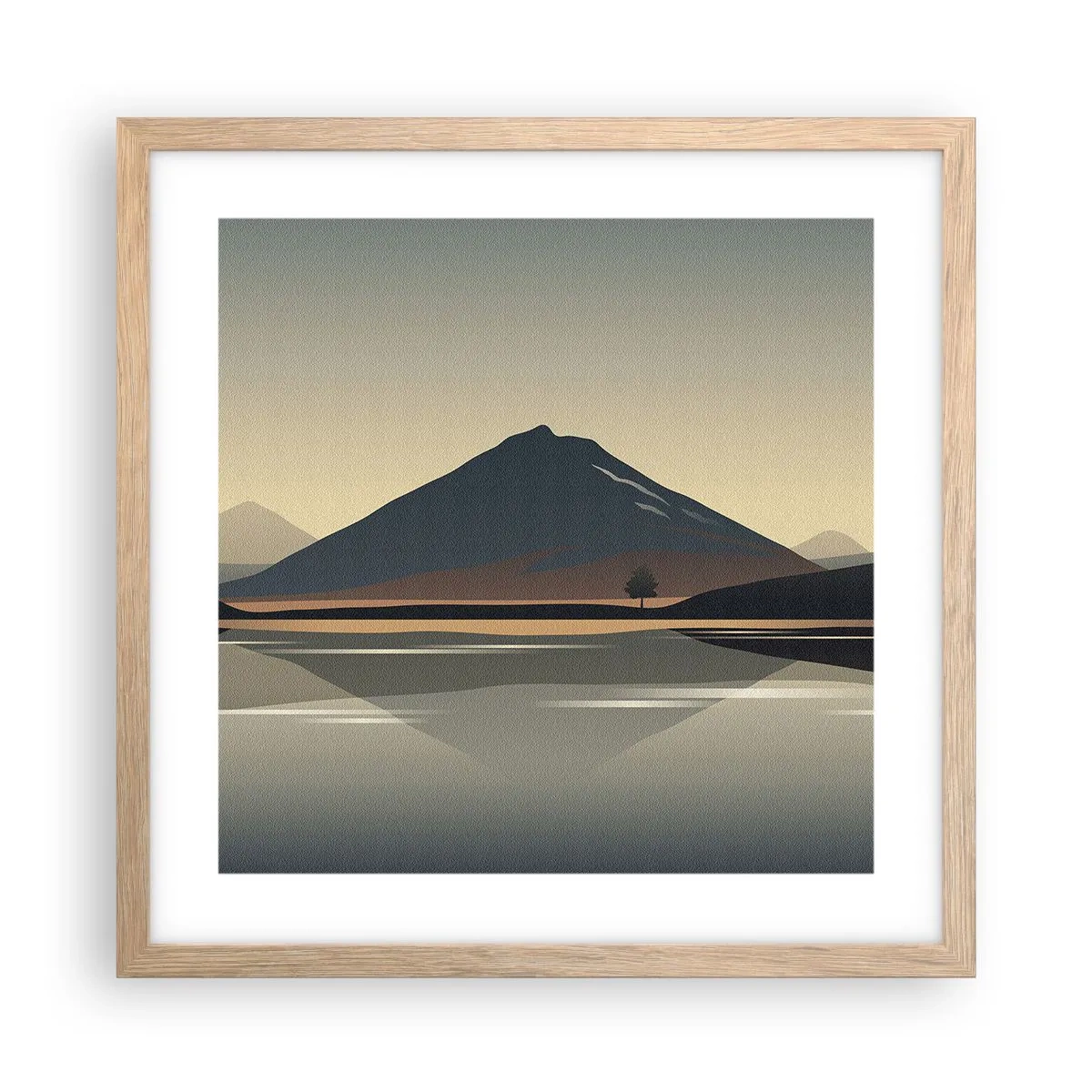 Een poster in een licht eiken lijst - Spiegelreflectie - 40x40 cm