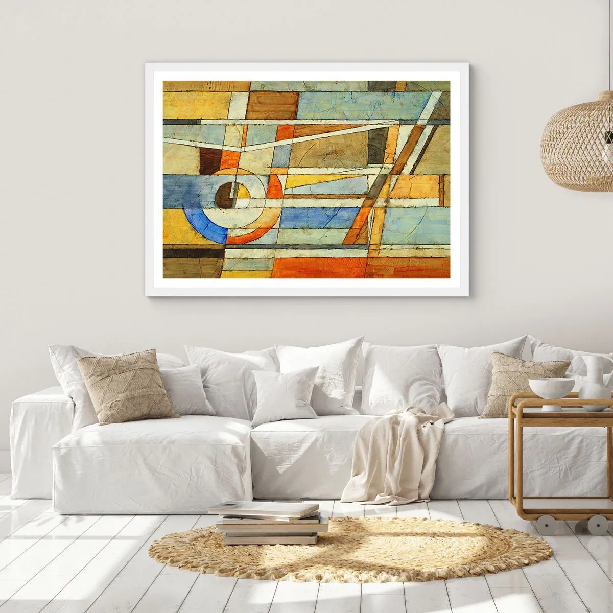 Poster in een witte lijst - Kubisme op de bouwplaats - 91x61 cm