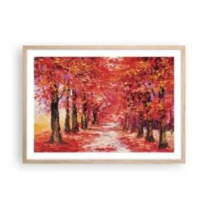 Een poster in een licht eiken lijst - Herfst impressie - 70x50 cm