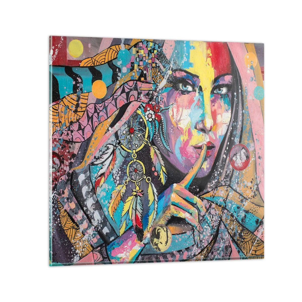 Schilderen op glas - Zwijg totdat je het begrijpt - 40x40 cm