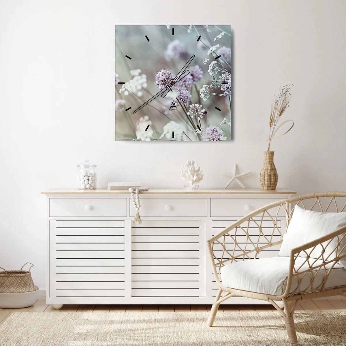 Wandklok - Klok - Zoete filigrane kruiden - 30x30 cm
