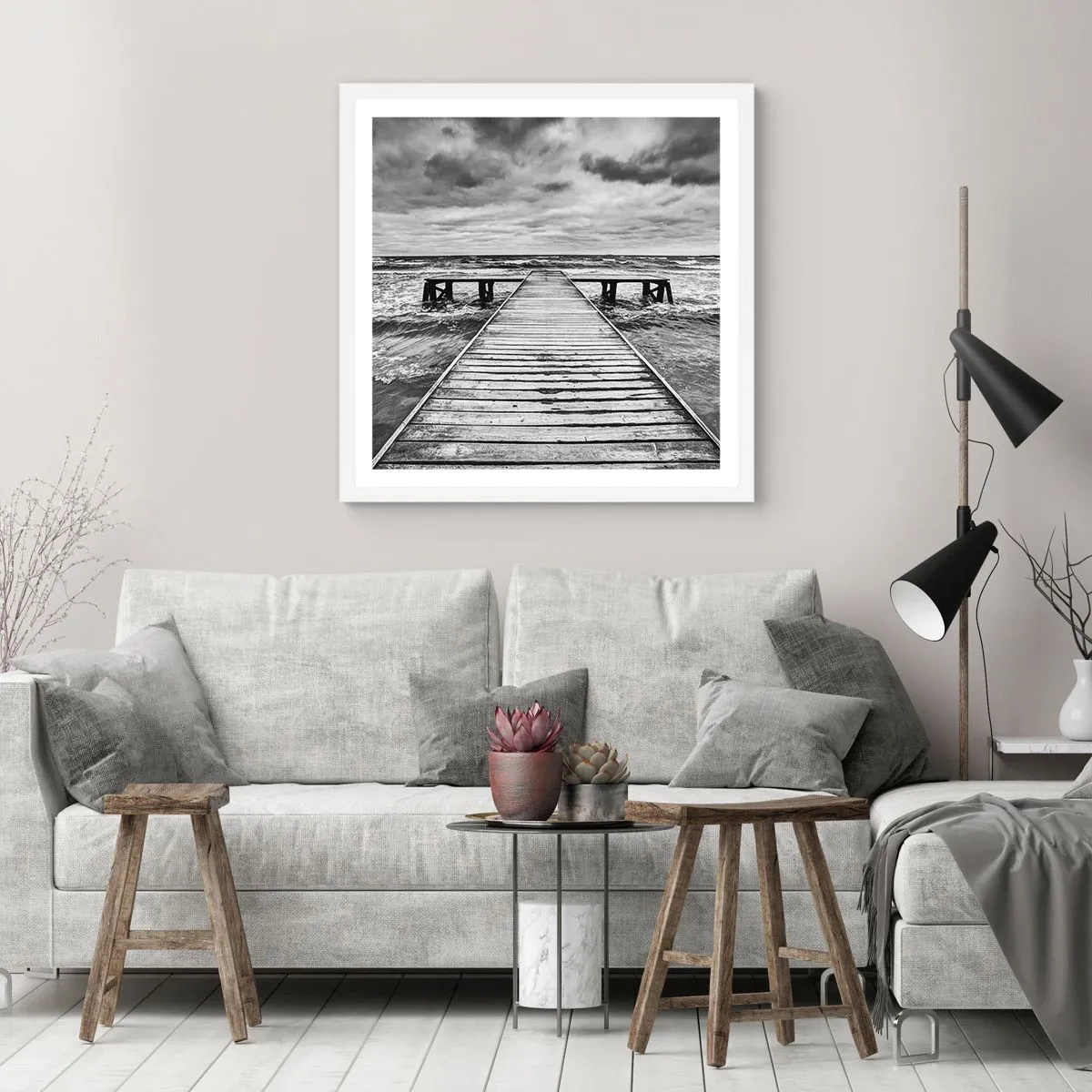 Poster in een witte lijst - Ik wacht tot de wind wegjaagt... - 50x50 cm