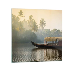 Schilderen op glas - Huis aan de rivier - 40x40 cm