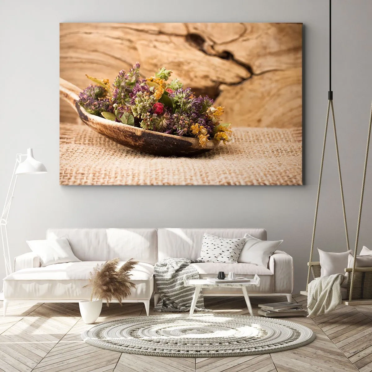 Schilderen op canvas - Kleurrijke bloemen en geurige kriuden - 100x70 cm