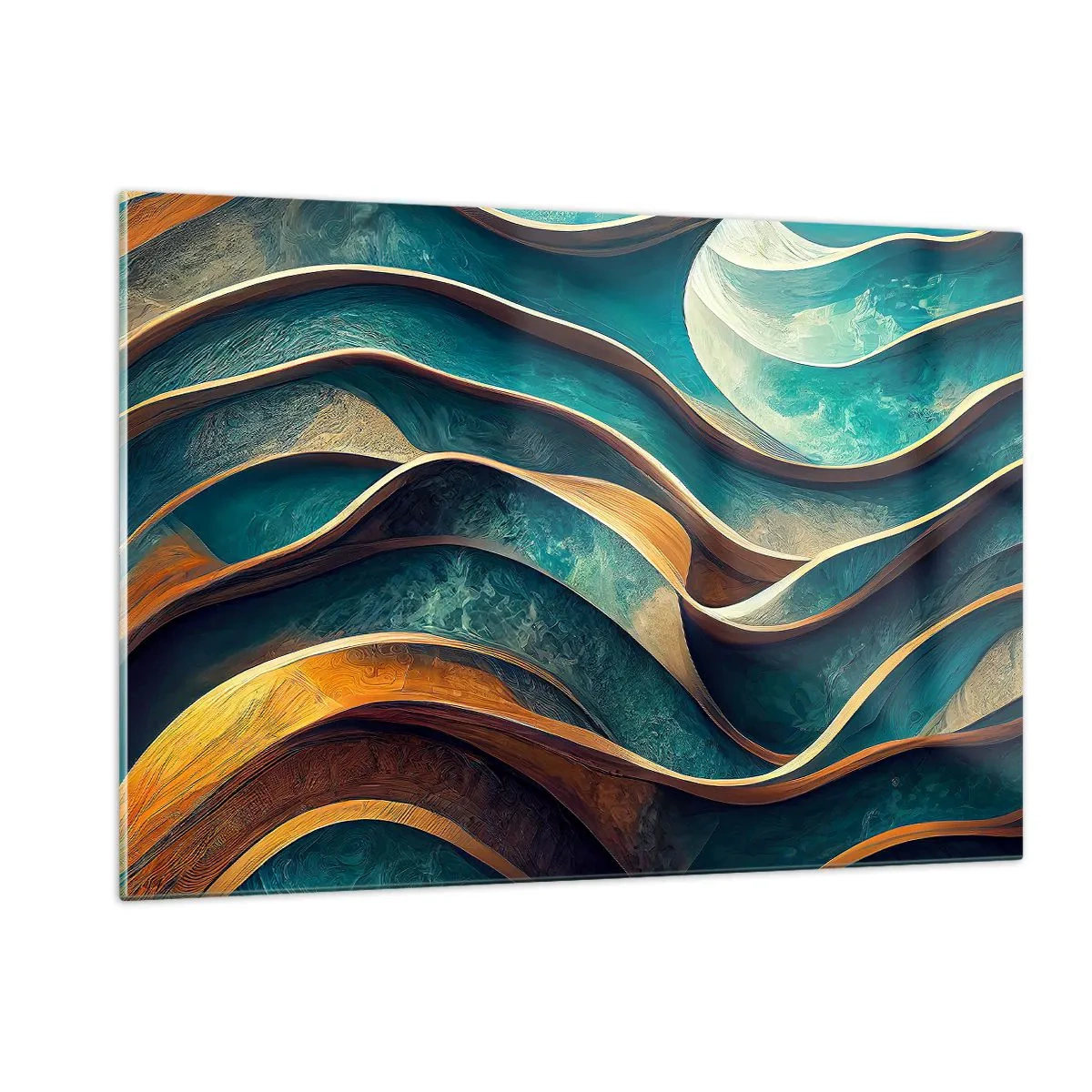 Schilderen op glas - Meanders van blauw - 120x80 cm