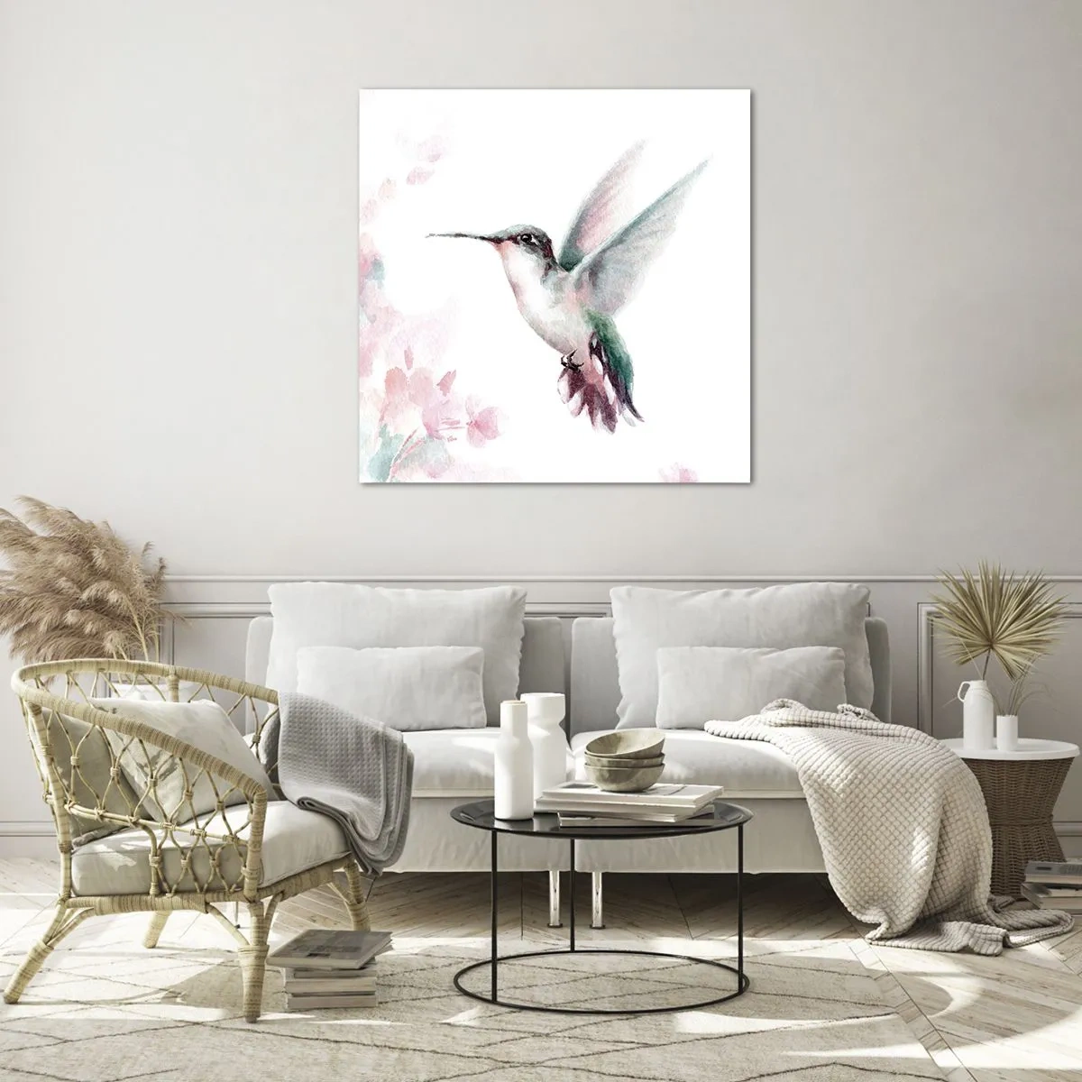 Schilderen op glas - Vastgehouden tijdens fladderen - 70x70 cm