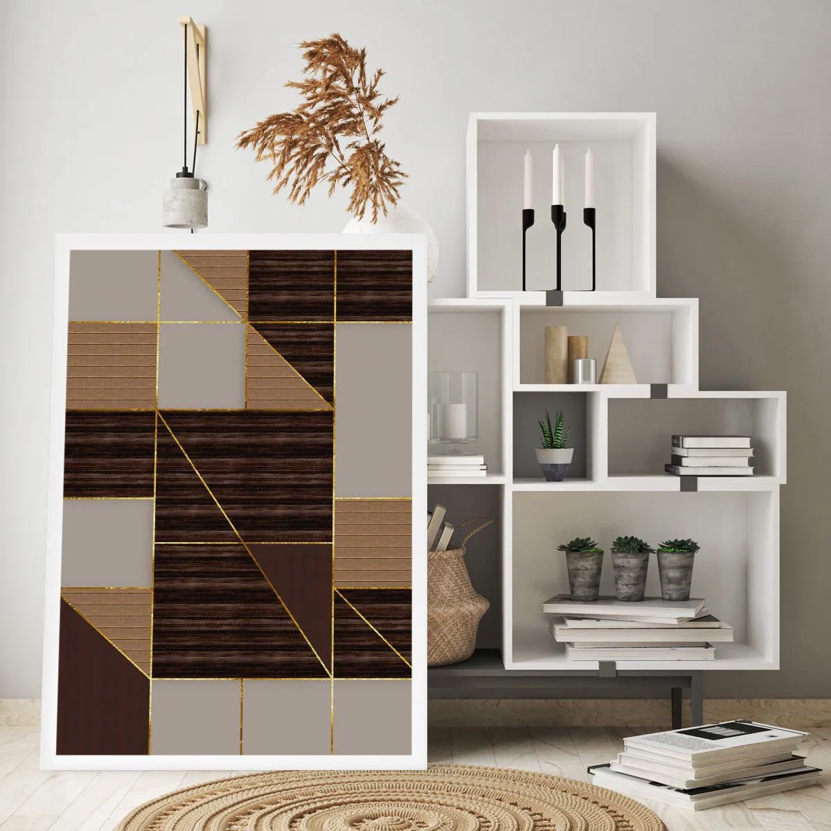 Poster - Een mozaïek van bruin en goud - 40x50 cm
