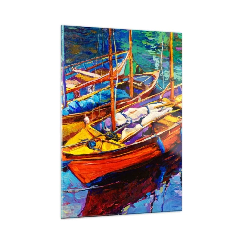 Schilderen op glas - Op water vol met kleuren - 50x70 cm