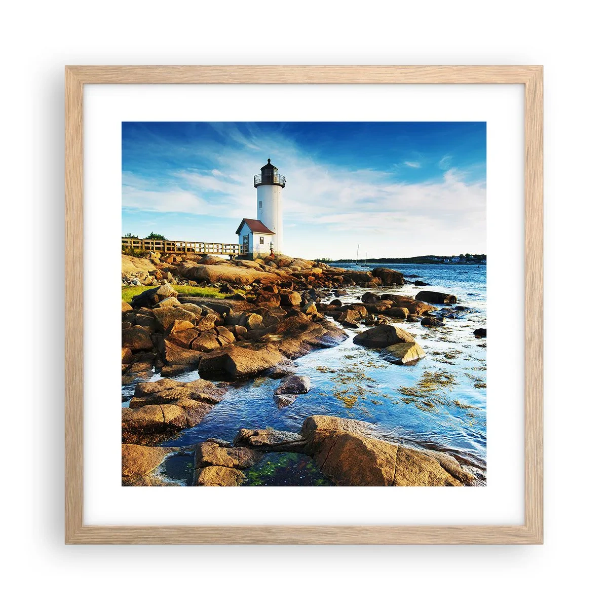 Een poster in een licht eiken lijst - Kom blij terug, ik wacht - 40x40 cm