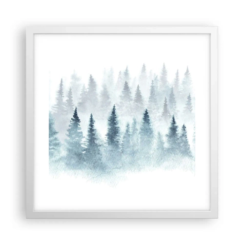 Poster in een witte lijst - Gehuld in mist - 40x40 cm